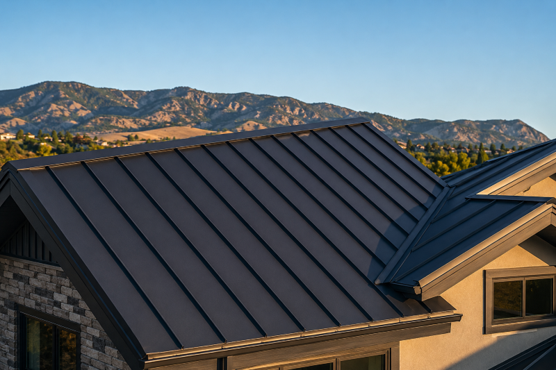 Standing seam metal roofing on a home in Littleton, Colorado